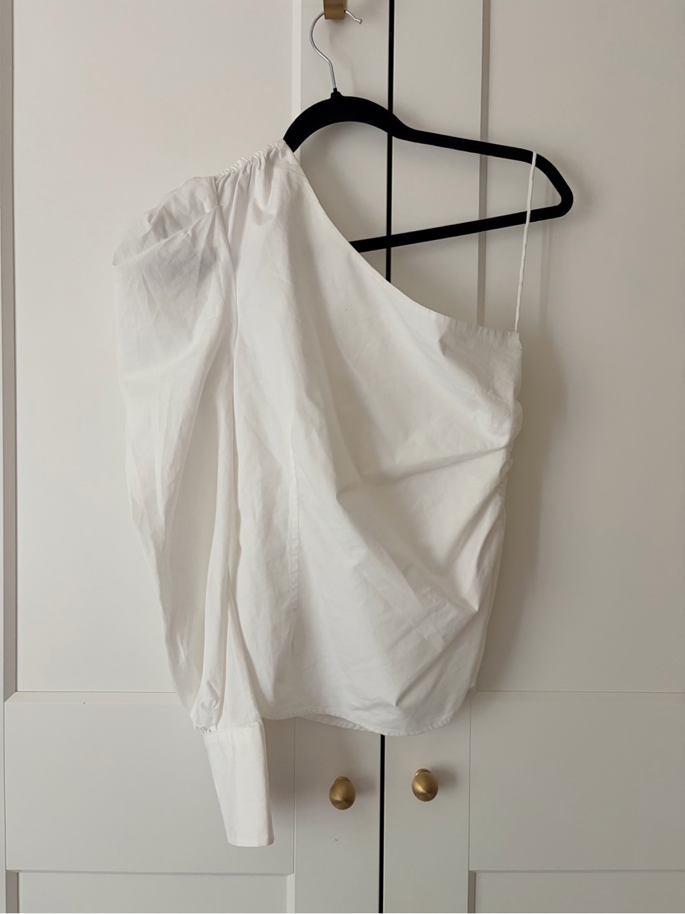 Jonathan Simkhai White One-Shoulder Puff Sleeve Top | 2